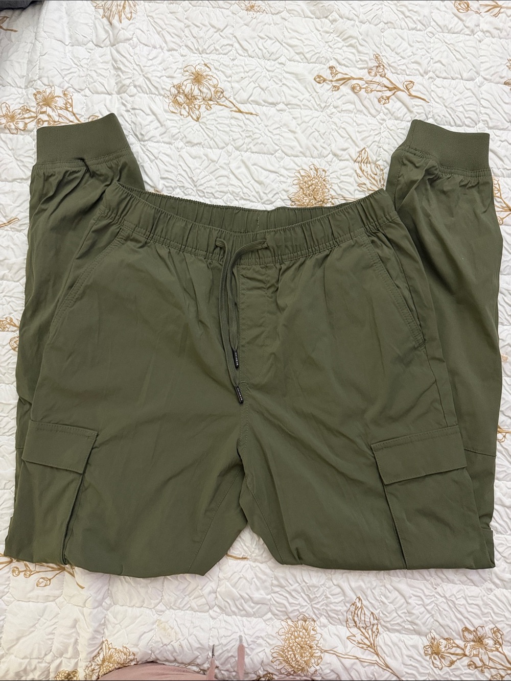 H&M Olive Cargo Jogger Pants with Drawstring Waist